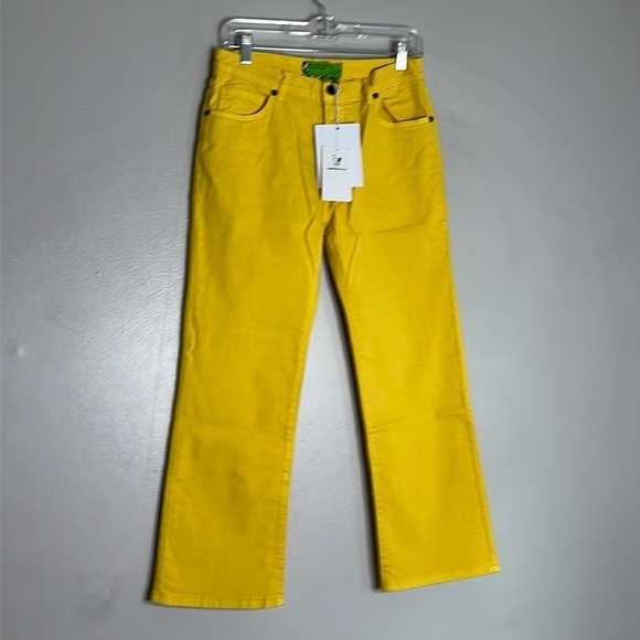 SANDRINE ROSE X FREE PEOPLE YELLOW STARIGHT LEG JEANS 28 new with tags women’s - Picture 1 of 6